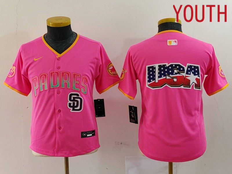 Youth San Diego Padres Blank Pink Joint Name 2024 Nike MLB Jersey style 5->youth mlb jersey->Youth Jersey